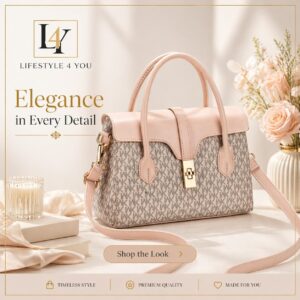 Blush Monogram Structured Handbag with Shoulder Strap
