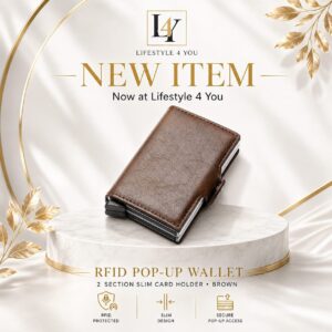 RFID Pop-Up Wallet 2 Section Slim Card Holder – Brown