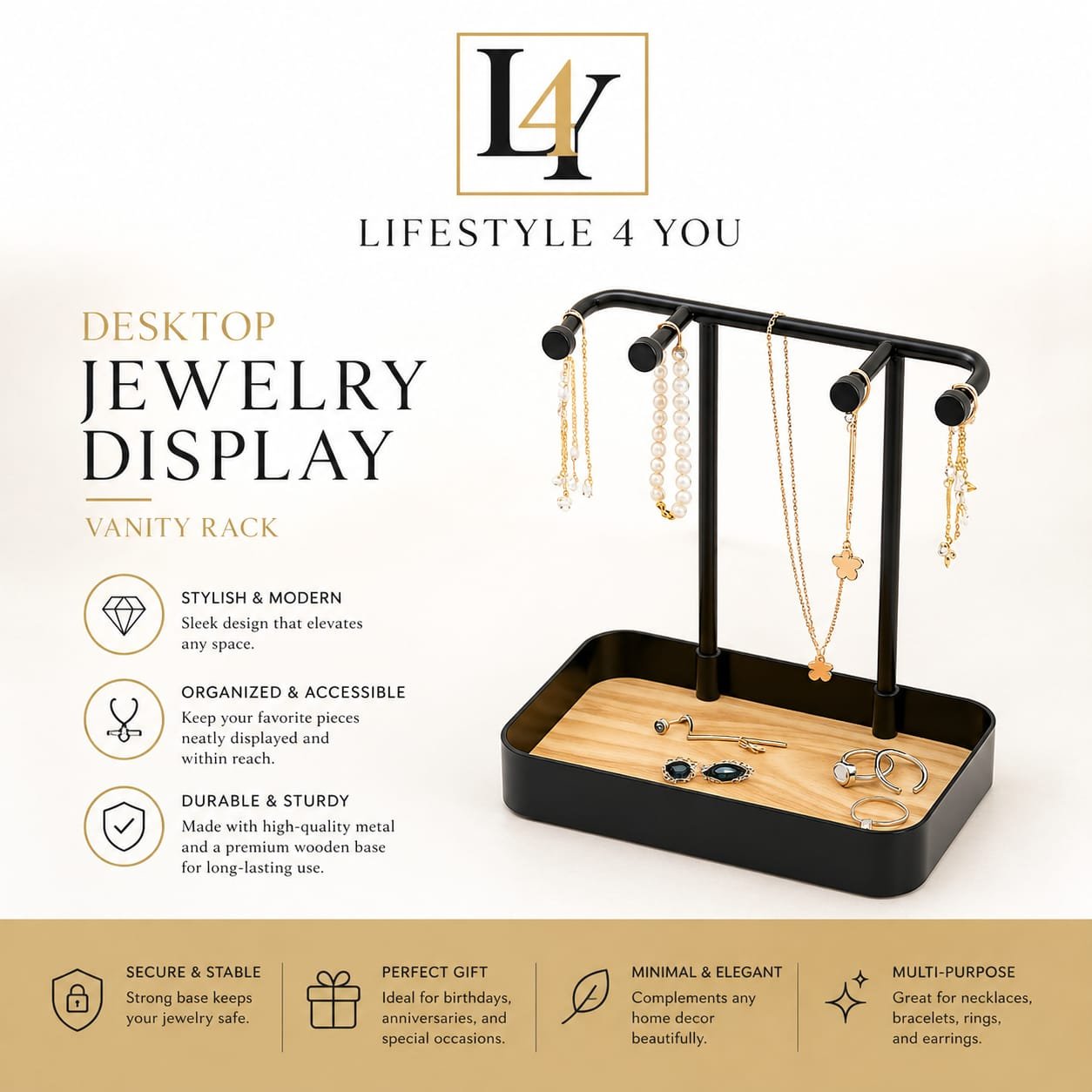 Desktop Jewelry Display Vanity Rack
