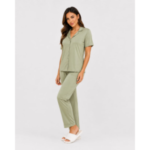 Women's Button Down Short Sleeve Lounge Set